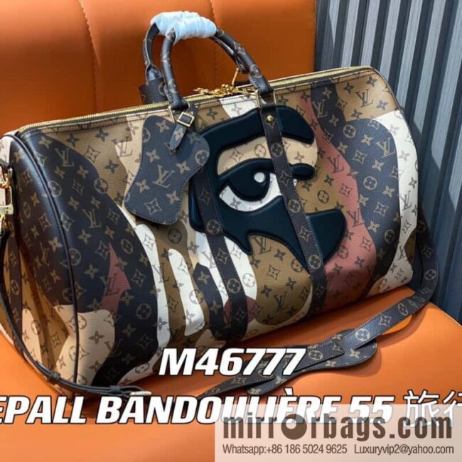 [Boutique‑grade] M46777 monogram (eye series) travel bag series KEEPALL BANDOULIZRE 55 travel bag