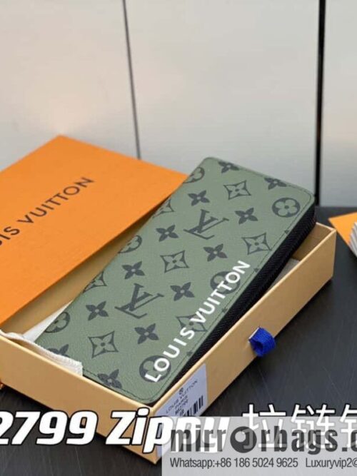 [Premium‑quality] M82799 green, silk screen single zipper wallet series Zippy zipper wallet