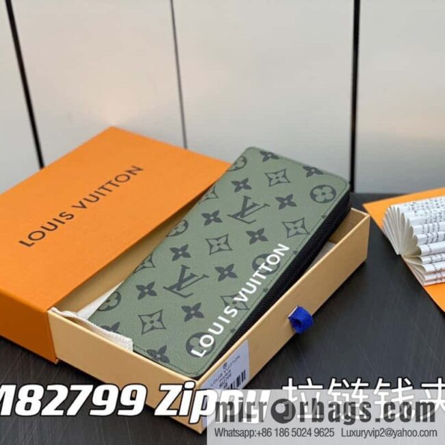 [Premium‑quality] M82799 green, silk screen single zipper wallet series Zippy zipper wallet