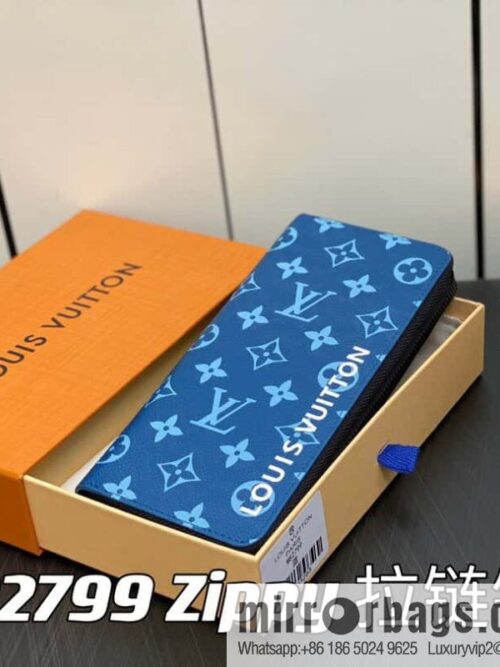 [Premium‑quality] M82799 blue, silk screen single zipper wallet series Zippy zipper wallet