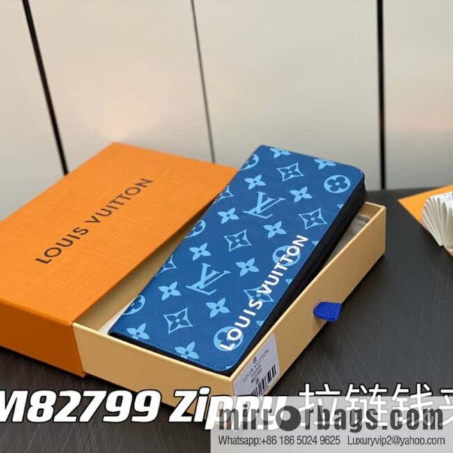 [Premium‑quality] M82799 blue, silk screen single zipper wallet series Zippy zipper wallet