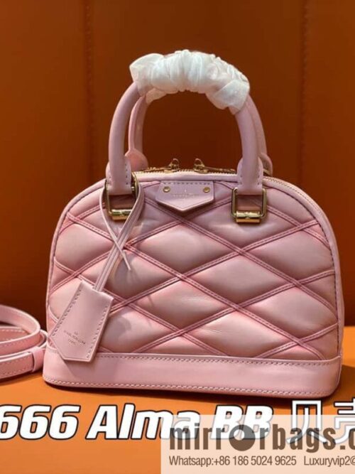 [Premium‑quality] M23666 pink diamond, full leather shell bag series Alma BB shell handbag