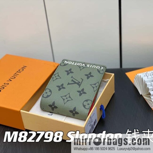 [Premium‑quality] M82798 green, silk screen suit wallet series Slender wallet