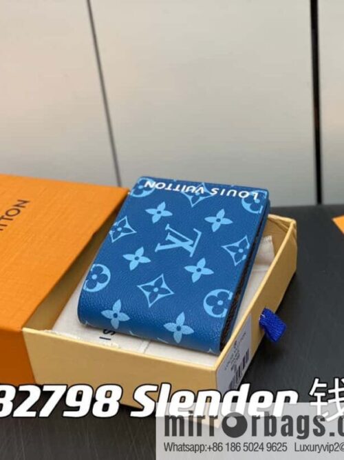 [Premium‑quality] M82798 blue, silk screen suit wallet series Slender wallet