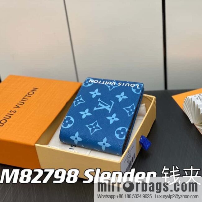 [Premium‑quality] M82798 blue, silk screen suit wallet series Slender wallet