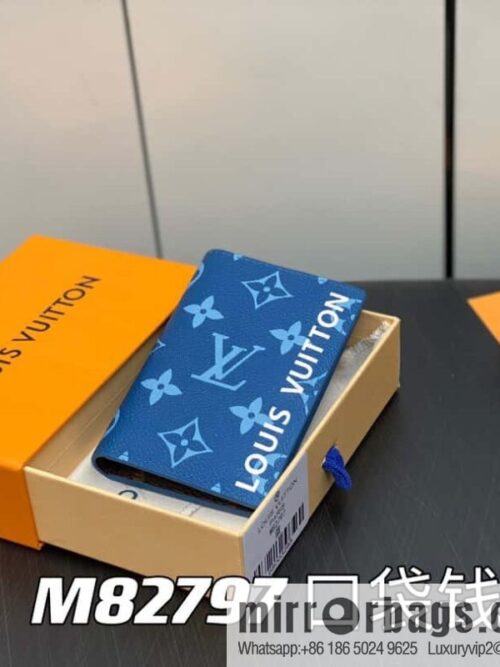 [Premium‑quality] M82797 blue, silk screen card holder wallet series, pocket wallet