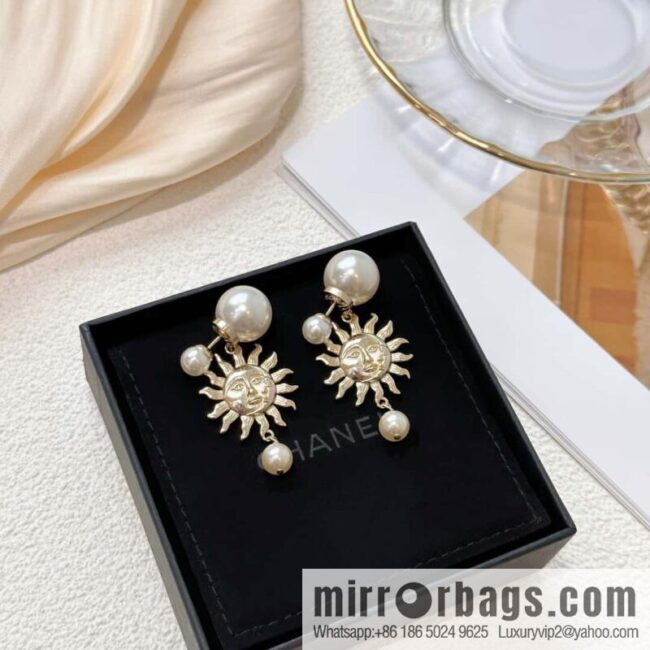 New ☑️ DIOR size pearl sun earrings stud earrings