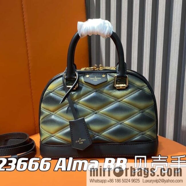 [Premium‑quality] M23666 gradual change diamond, full leather shell bag series Alma BB shell handbag