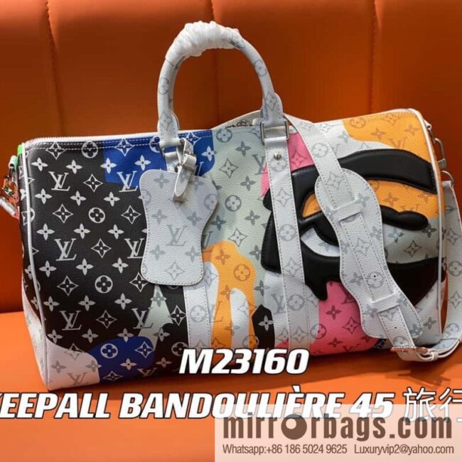 [Boutique‑grade] M23160 white flower (eye series) travel bag series KEEPALL BANDOULIZRE 45 travel bag