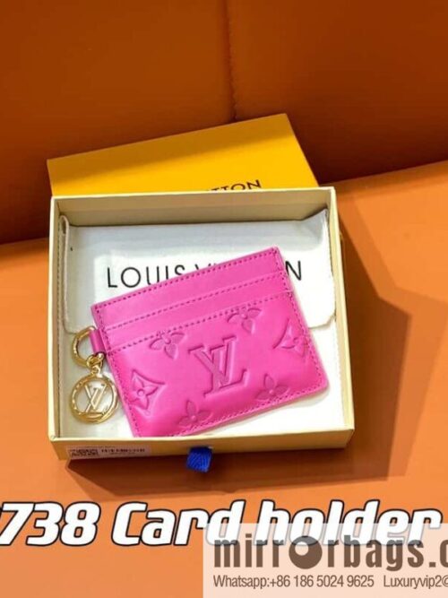 [Boutique‑grade] M82738 rose red, full leather card holder wallet series Card holder card holder