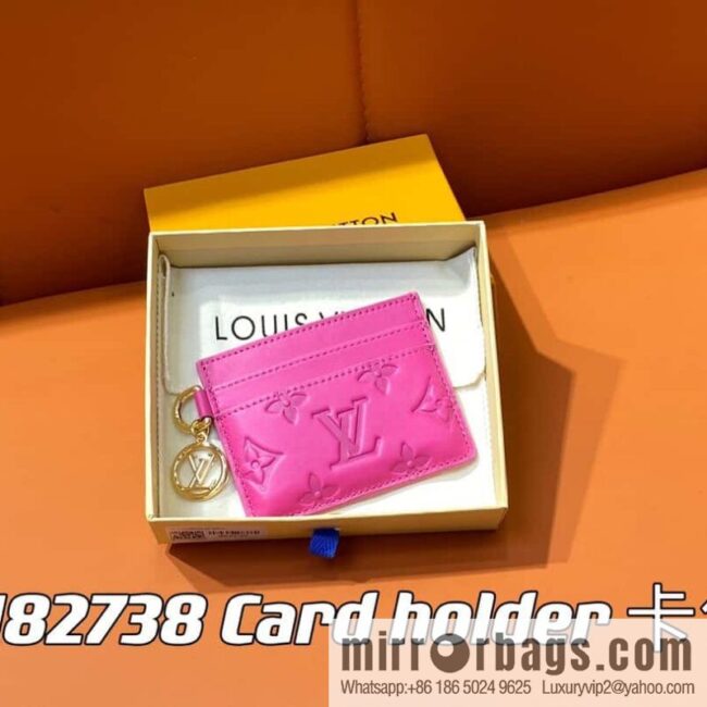 [Boutique‑grade] M82738 rose red, full leather card holder wallet series Card holder card holder