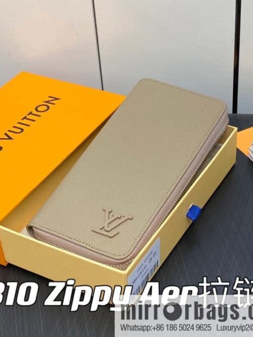 [Premium‑quality] M81810 apricot, full leather, single zipper wallet series Zippy Aer zipper wallet m81767 81743 LV Aerogram leather (fabric) zipper wallet