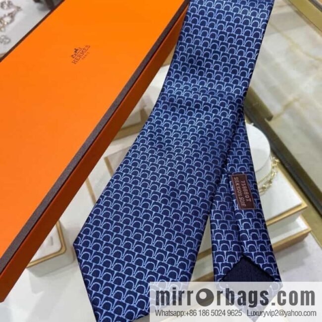 Hermes Fish Scale 100% Top Twill Silk Tie