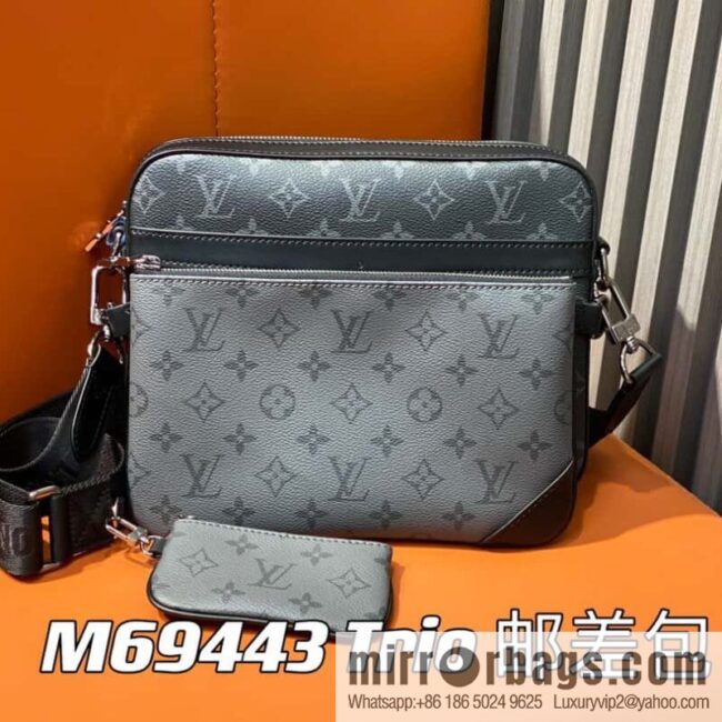 [Boutique‑grade] M69443 black flower, new version, men\'s bag three-piece messenger bag series Trio messenger bag