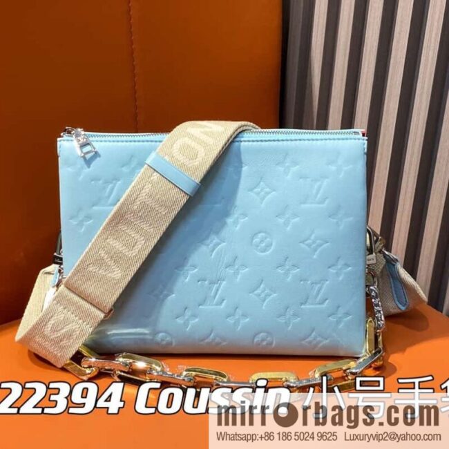 [Boutique‑grade] M22394 blue-green, full leather chain bag series, this Coussin small handbag.