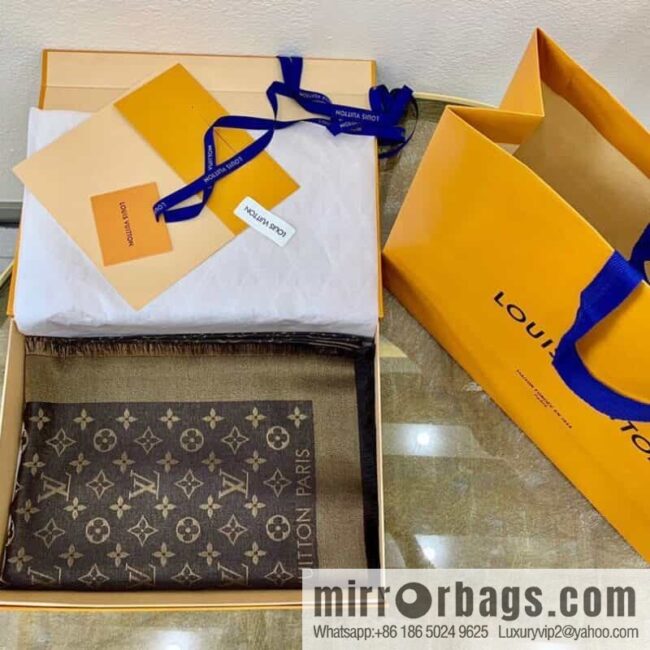 LV Louis Vuitton Shine Monogram Dyed Yarn Wire Blended Shawl M75122 M70805 M75120 M75121 M75123