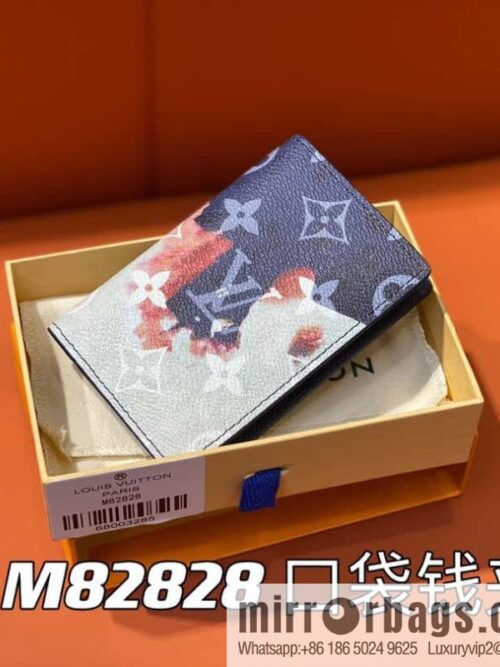 [Premium‑quality] M82828 blue, flame card holder wallet series, pocket wallet patchwork