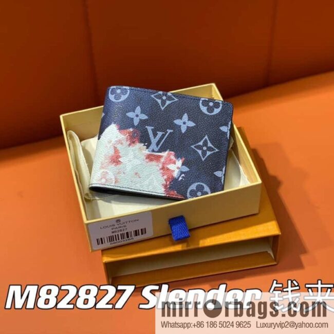 [Premium‑quality] M82827 blue, flame suit wallet series Slender wallet