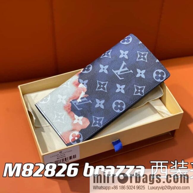 [Boutique‑grade] M82826 blue, flame suit clip, long wallet series brazza suit clip