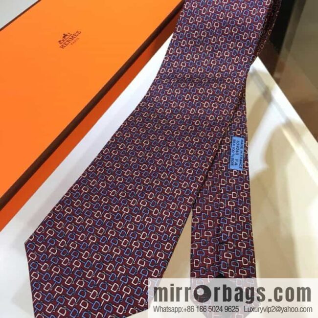 Hermes 100% top twill silk + wool inner three-color horse tie