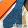 Hermes 100% top twill silk + wool inner three-color horse tie