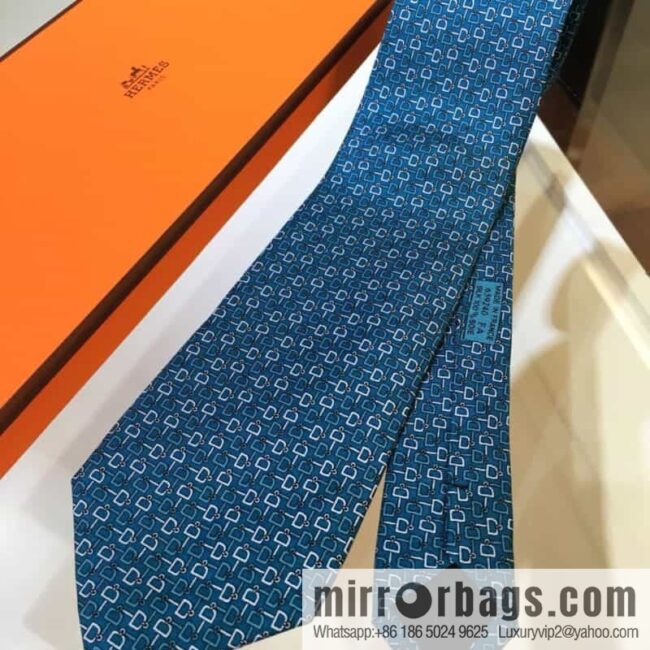 Hermes 100% top twill silk + wool inner three-color horse tie