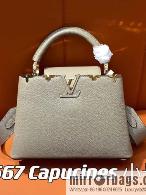[Boutique‑grade] M24567 khaki flower crown, full leather cap that English series Capucines small handbag