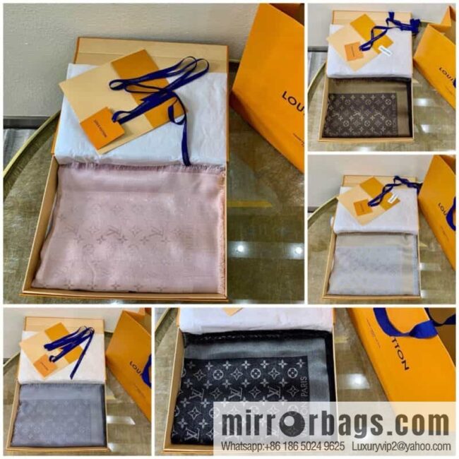 LV Louis Vuitton Shine Monogram Dyed Yarn Wire Blended Shawl M75122 M70805 M75120 M75121 M75123