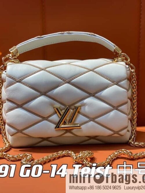 [Boutique‑grade] M22891 meters white, full leather rhombus chain bag series GO-14 Teist medium handbag M22890