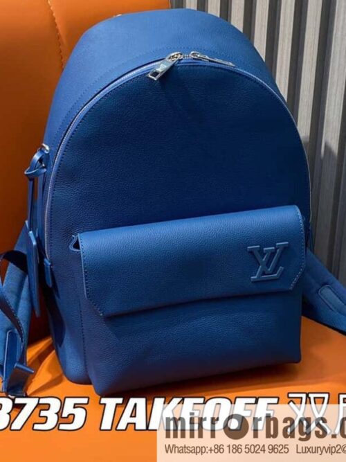 [Premium‑quality] M23735 dark blue, full leather backpack series TAKEOFF backpack LV NEW BACKPACK backpack