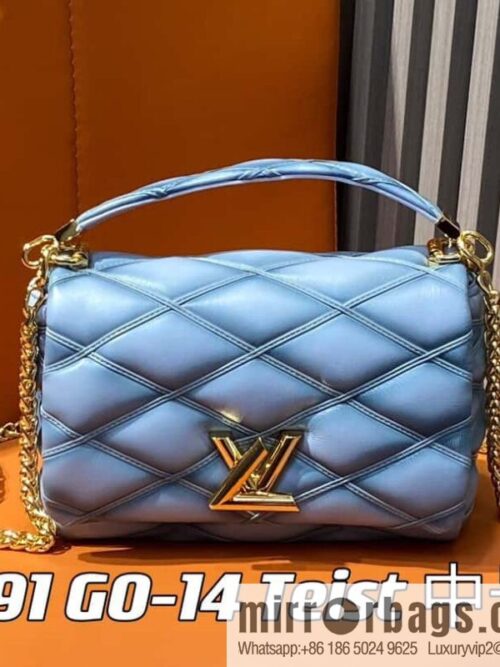 [Premium‑quality] M22891 Haze gray, full leather rhombus chain bag series GO-14 Teist medium handbag M22890
