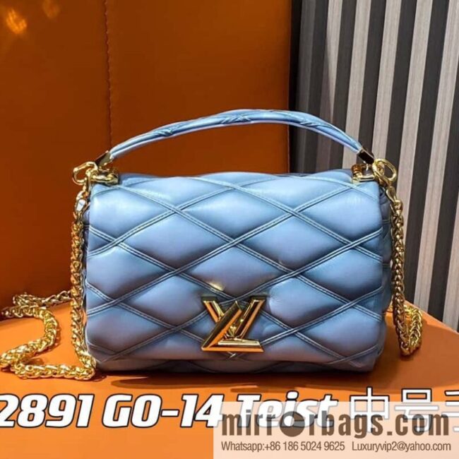 [Premium‑quality] M22891 Haze gray, full leather rhombus chain bag series GO-14 Teist medium handbag M22890