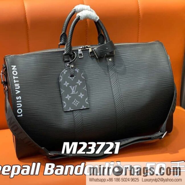 [Boutique‑grade] M23721 black epi full leather travel bag series, this Keepall Bandoulière 50 handbag