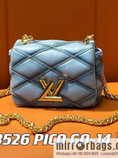 [Boutique‑grade] M23526 haze blue M82752 full leather chain bag series PICO GO-14 handbag Pico GO-14 handbag