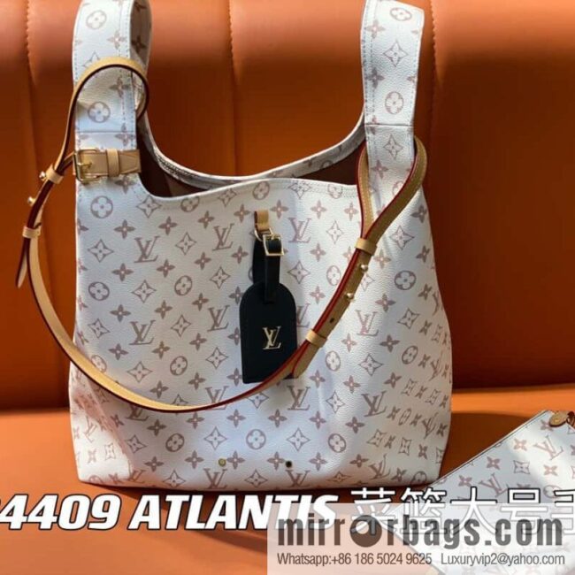 [Boutique‑grade] M24409 white flower shopping bag series ATLANTIS vegetable basket large handbag M46821 24409 white flower