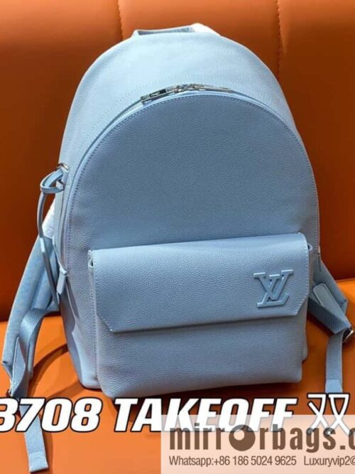 [Premium‑quality] M23708 light blue, full leather backpack series TAKEOFF backpack LV NEW BACKPACK backpack