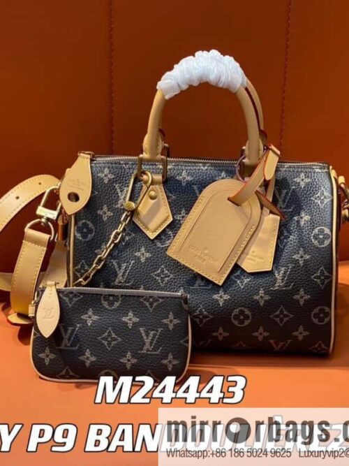 [Boutique‑grade] M24443 brown, full leather pillow bag speedy series SPEEDY P9 BANDOULIIZRE25 handbag