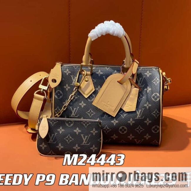 [Boutique‑grade] M24443 brown, full leather pillow bag speedy series SPEEDY P9 BANDOULIIZRE25 handbag