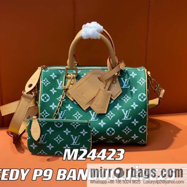 [Boutique‑grade] M24423 green, full leather pillow bag speedy series SPEEDY P9 BANDOULIIZRE25 handbag