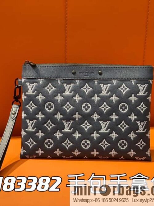 [Premium‑quality] M83382 blue silk screen, full leather clutch bag series