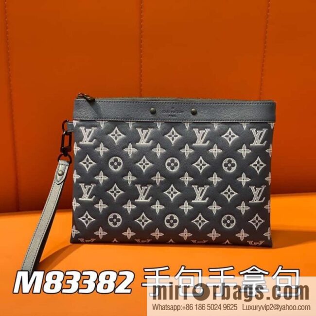[Premium‑quality] M83382 blue silk screen, full leather clutch bag series