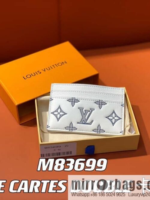 [Boutique‑grade] M83699 white silk screen, full leather card holder wallet series PORTE CARTES DOUBLE card holder