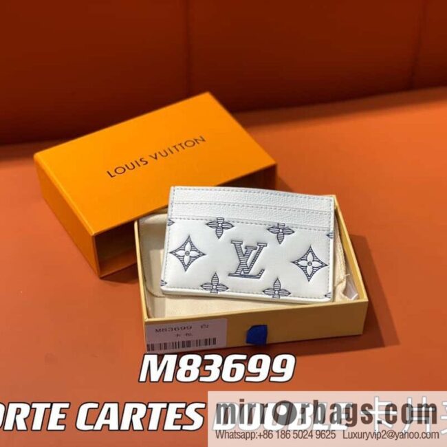 [Boutique‑grade] M83699 white silk screen, full leather card holder wallet series PORTE CARTES DOUBLE card holder