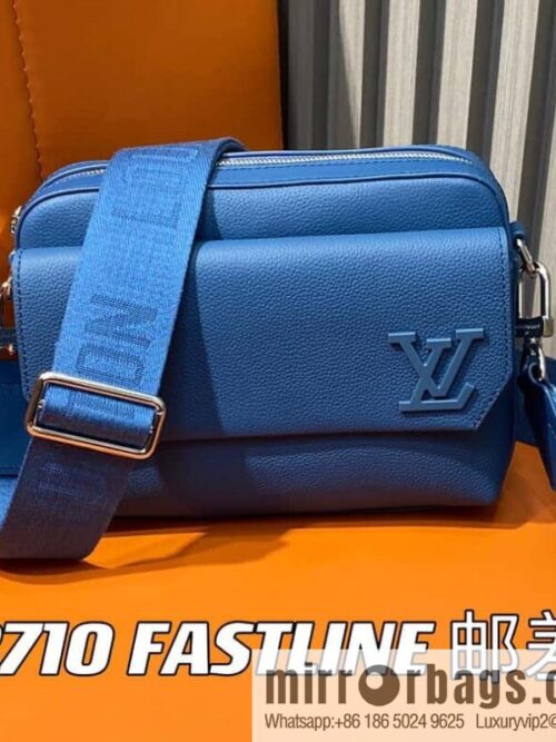 [Boutique‑grade] M23710 dark blue, full leather men\'s bag messenger bag series, new FASTLINE messenger bag in autumn and winter
