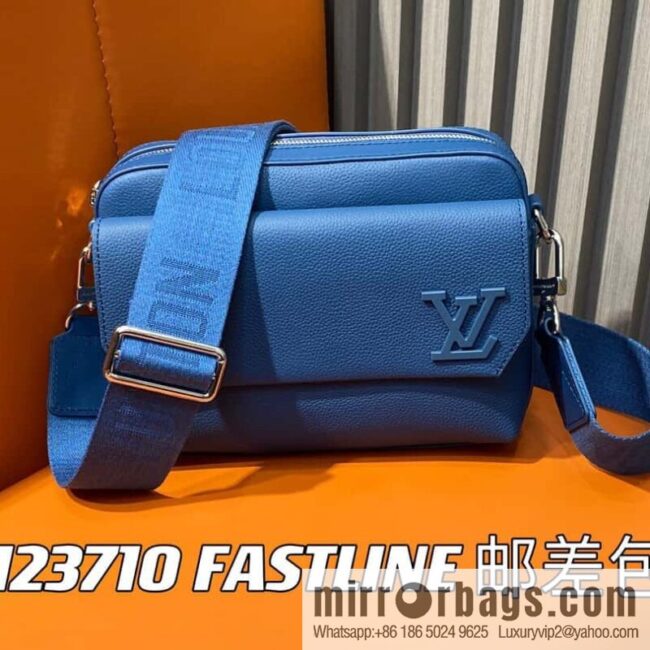 [Boutique‑grade] M23710 dark blue, full leather men\'s bag messenger bag series, new FASTLINE messenger bag in autumn and winter