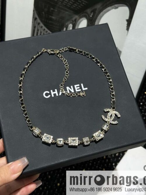 IMG_0884-800x8001njbtrblde0129601_20250702212052.jpg ☀️New ☑️ Chanel Double C Square Diamond Black Leather Rope Necklace ☀️
