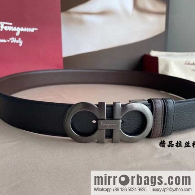 Ferragamo, double horseshoe buckle rich waist belt 3.5cm