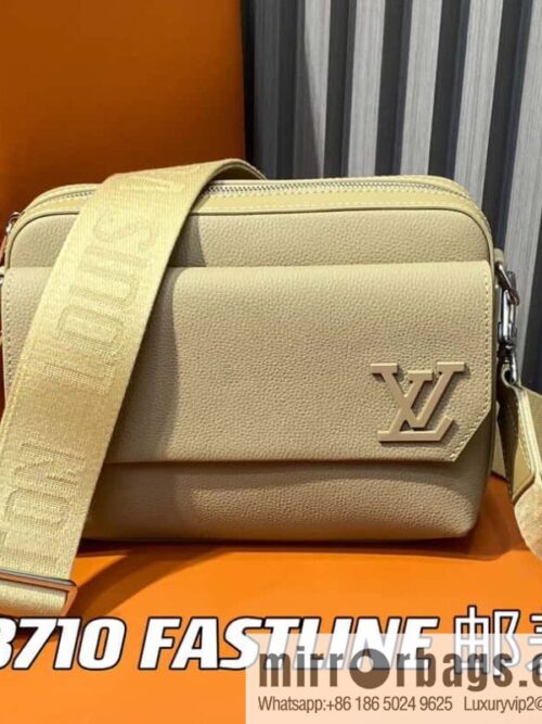 [Boutique‑grade] M23710 apricot, full leather men\'s bag messenger bag series, new FASTLINE messenger bag in autumn and winter