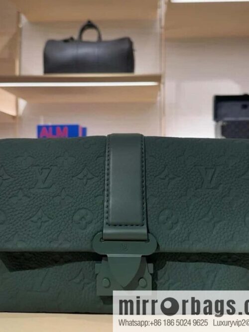 [Boutique‑grade] M24439 dark green, full leather embossed men\'s bag messenger bag series S-Cape Messenger messenger handbag