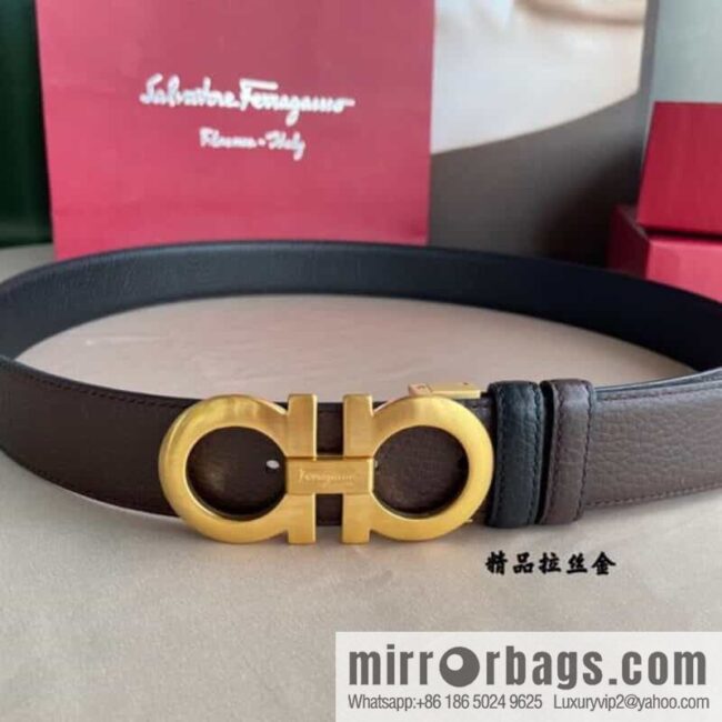 Ferragamo, double horseshoe buckle rich waist belt 3.5cm